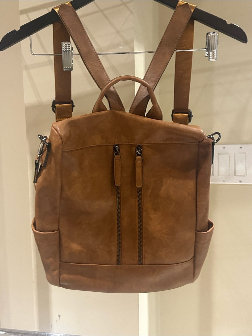 Tan Leather Backpack - Unbranded